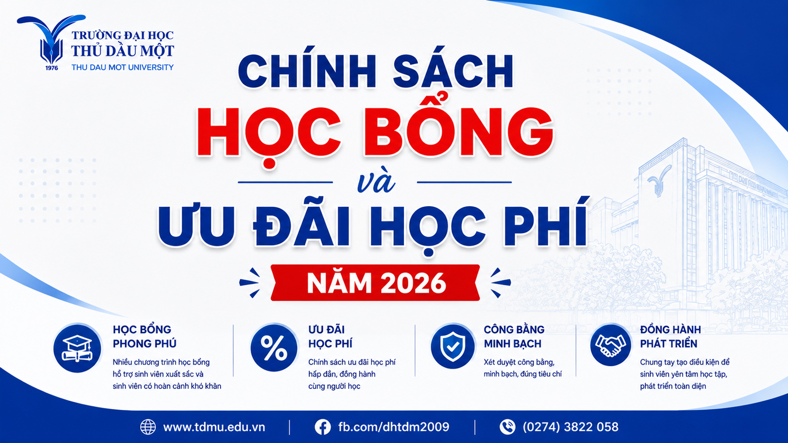 Chính sách học bổng và ưu đãi học phí năm 2026