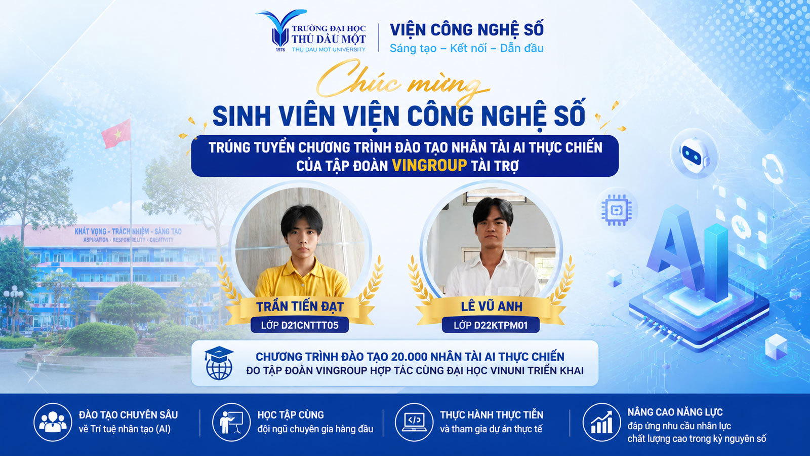 Sinh viên Viện Công nghệ số trúng tuyển Chương trình đào tạo 20.000 nhân tài AI thực chiến