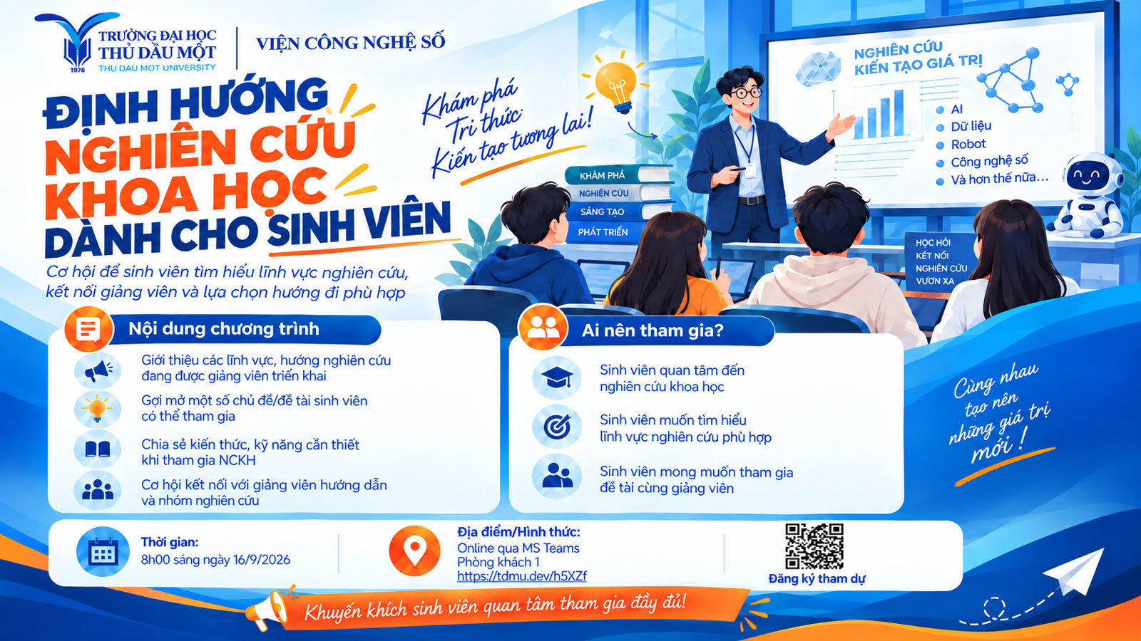 ĐỊNH HƯỚNG NGHIÊN CỨU KHOA HỌC DÀNH CHO SINH VIÊN NĂM HỌC 2026 - 2027
